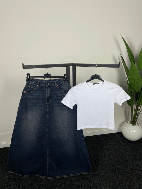 Jupe&Top En Jean À Poche foncé