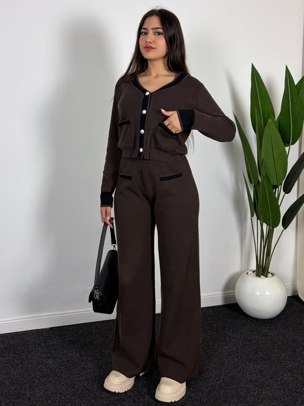 Ensemble – Cardigan V & Wide Leg Pants