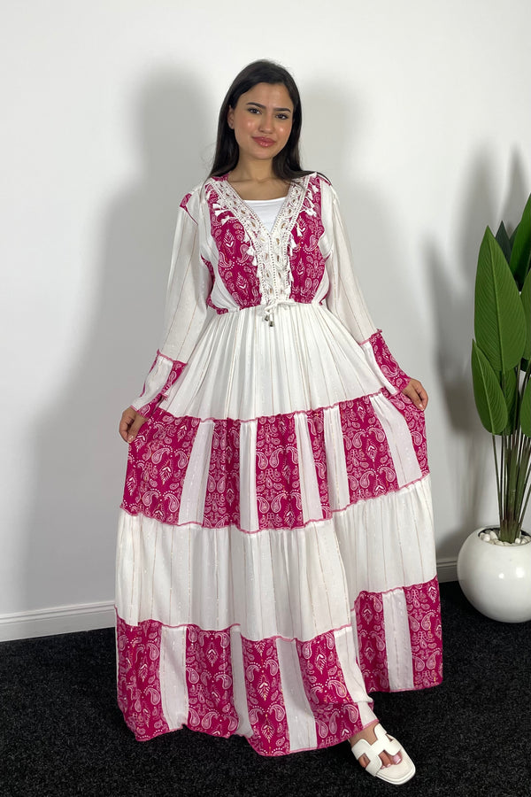 Robe élégante à col V, style bohème