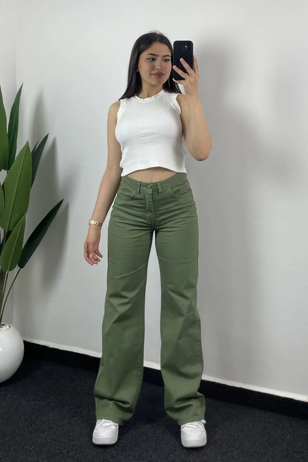 Jeans droits Vert